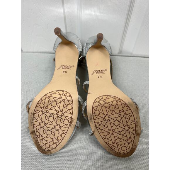 Jewel Badgley Mischka Women's Jolene Evening Sandals Silver Glitter Size 8.5 - Picture 12 of 12